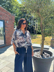 Navy Mixed Animal Print Shirt Davina