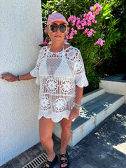 White Crochet Open Knit Kerri