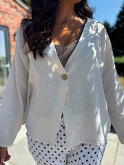 Stone Button Front Jacket Helen