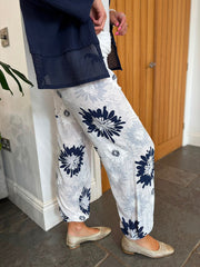 White Floral Hareem Trousers