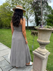 Mocha Bandeau Bubble Cotton Dress Linda