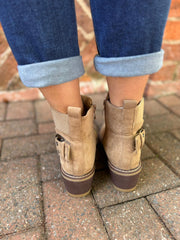 Mocha Buckle Wedge Boots