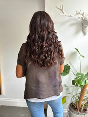 Chocolate Layered Net Top Elise