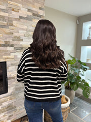 Monochrome Stripe Cardigan Dora