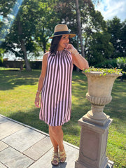 Pink Striped Sleeveless Dress Tiana