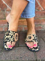Leopard Buckle Detail Slip Ons