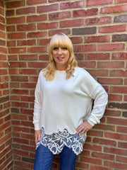 Winter White Lace Detail Knit Rachel