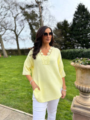 Lemon Boho Daisy Bubble Cotton Top Skye