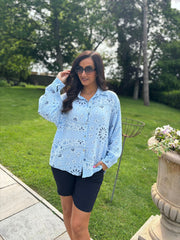 Denim Paisley Bubble Cotton Shirt Alina