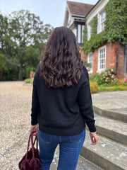 Black Open Collar Jumper Rhea