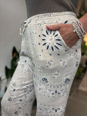 Stone Paisley Bubble Cotton Trousers Alina