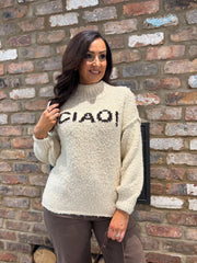 Stone Reverse Seam Slogan Knit Gigi