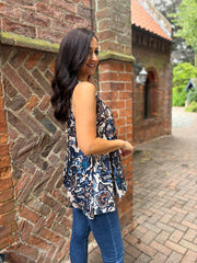 Navy Elegant Floral Vest Isabella