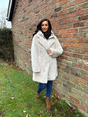 Stone Luxury Faux Fur Hooded Coat Aspen