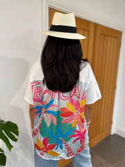 White Tropical Palm Tee Brianna