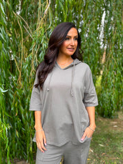 Mocha Crochet Hooded Top Clarice