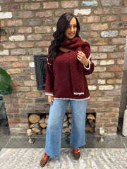 Wine Blanket Stitch Two Piece Knit Leanne