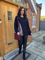 Black Patterned Knit Top Danielle