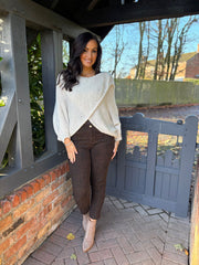 Stone Knitted Wrap Jumper Nell
