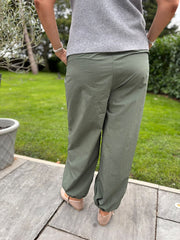 Khaki Pull on Cuffed Trousers Raven