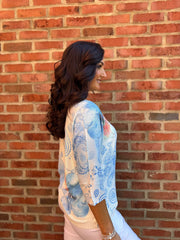 Blue Paisley Floral Knit June