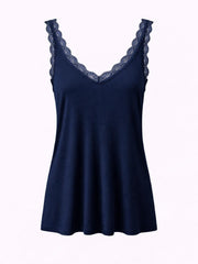 Navy Lace Ribbed Vest Libby