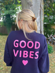 Navy Premium Good Vibes Sweatshirt Alya