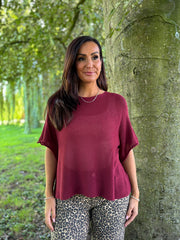 Wine Cotton Reverse Seam Knit Jo