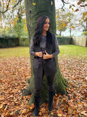 Black Faux Fur Trim Gilet Orla