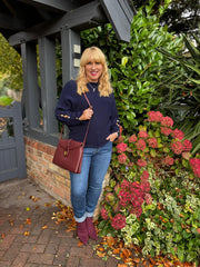 Navy Sleeve Detail Knit Top Julia