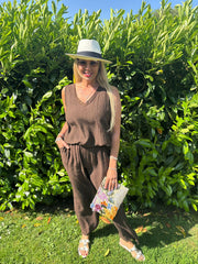 Chocolate Textured Vest Top Kaylee