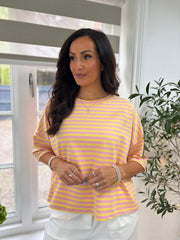 Pink & Yellow Striped Tee Suri