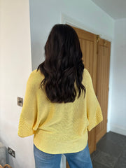 Butter Yellow Textured Batwing Knit Orla