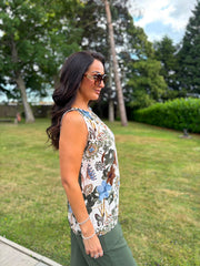 Khaki Floral Top Justine