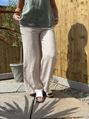 Stone Wide Leg Trousers Margot