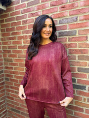 Wine Brushstrokes Shimmer Sweat Top Natalia