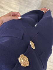 Navy Rose Button Waistcoat Set Nala