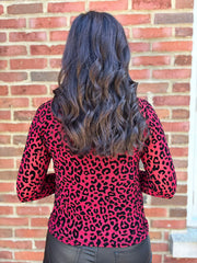 Wine Leopard Mesh Top Helen