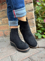 Black Zip Wedge Boots
