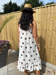 Chocolate Polka Dot Summer Dress Dahlia