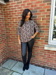 Chocolate Geometric Print Top Ayla