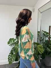 Green Argyle Knit Top Georgia