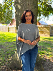 Grey Asymmetric Cosy Knit Fran