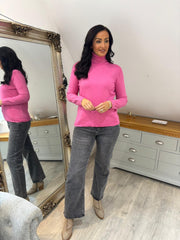 Candy Pink Sparkle Roll Neck Susan