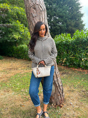 Chocolate Striped Zip Knit April