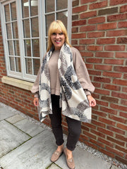 Antique Cream Abstract Circle Print Scarf