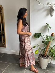 Mocha Vintage Paisley Dress Odette