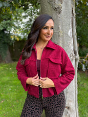 Red Boucle Zip Jacket Estella