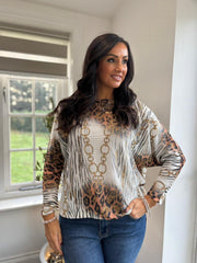 Winter White Animal Chain Knit Top Dawn