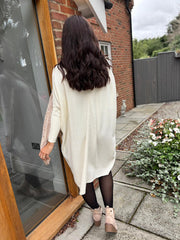 Antique Cream Ribbed Knit Dress Yasmin